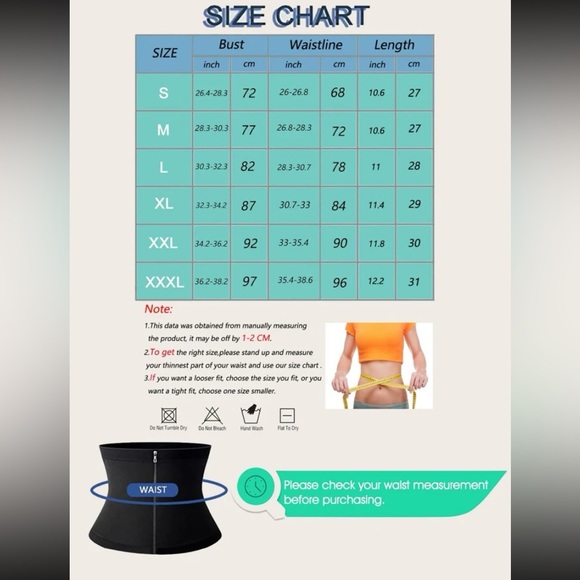 Small Blck Sweat Waistband Zippered Corset / Sweat Belt - Picture 4 of 8